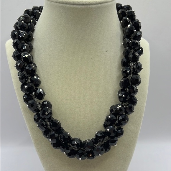 Elegant Black Beaded Necklace Statement Large Bold - Picture 1 of 9